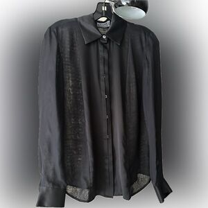 FRAME 100% Silk Black Blouse Size Small